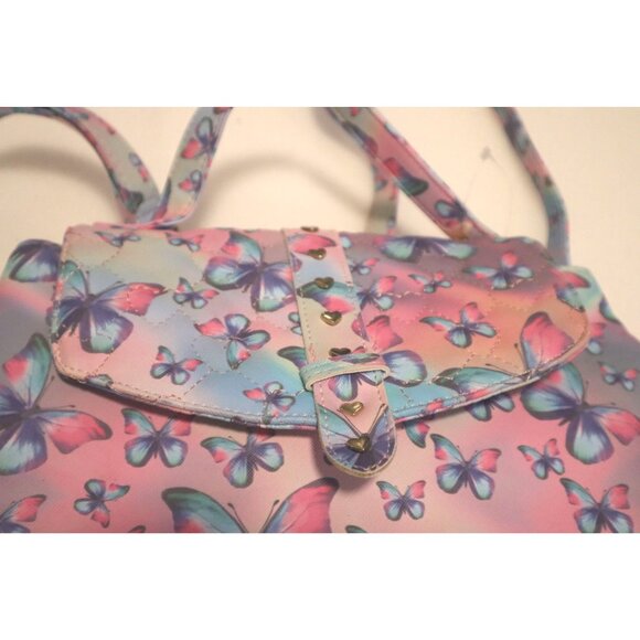 HundredOneSky Pink Butterfly Mini Backpack Quilted Nylon Coquette Aesthetic - Picture 3 of 6